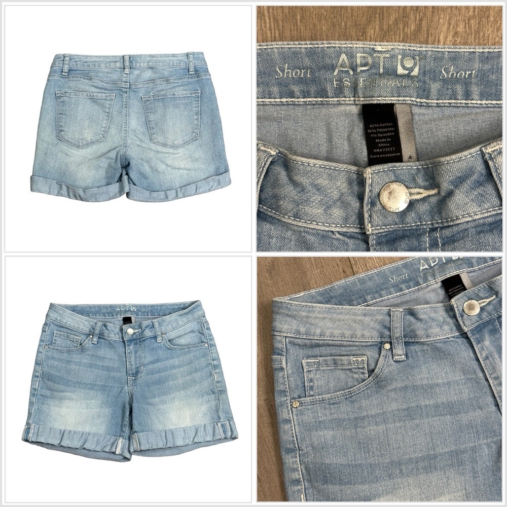 Women’s Apt. 9 4 Small Denim Shorts Jeans Light Washed Navy Blue Rolled Hem